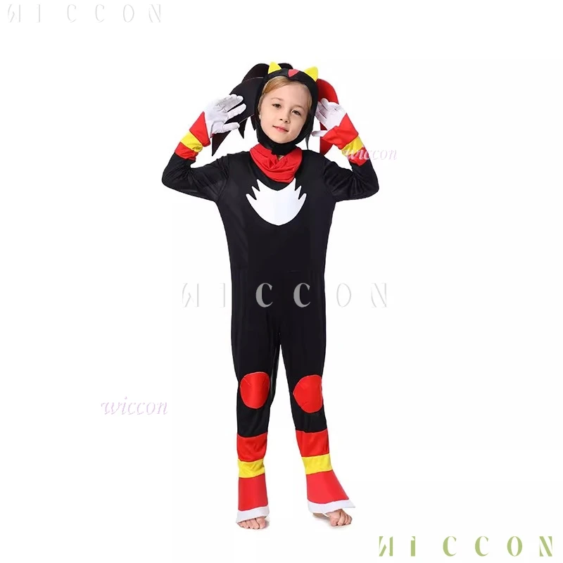 Shadow Hedgehog Ragazzi Ragazze Cosplay Hedgehog Tuta Gioco Scuola Spettacolo teatrale Costumi per bambini Gioco di ruolo Outfit disfraz