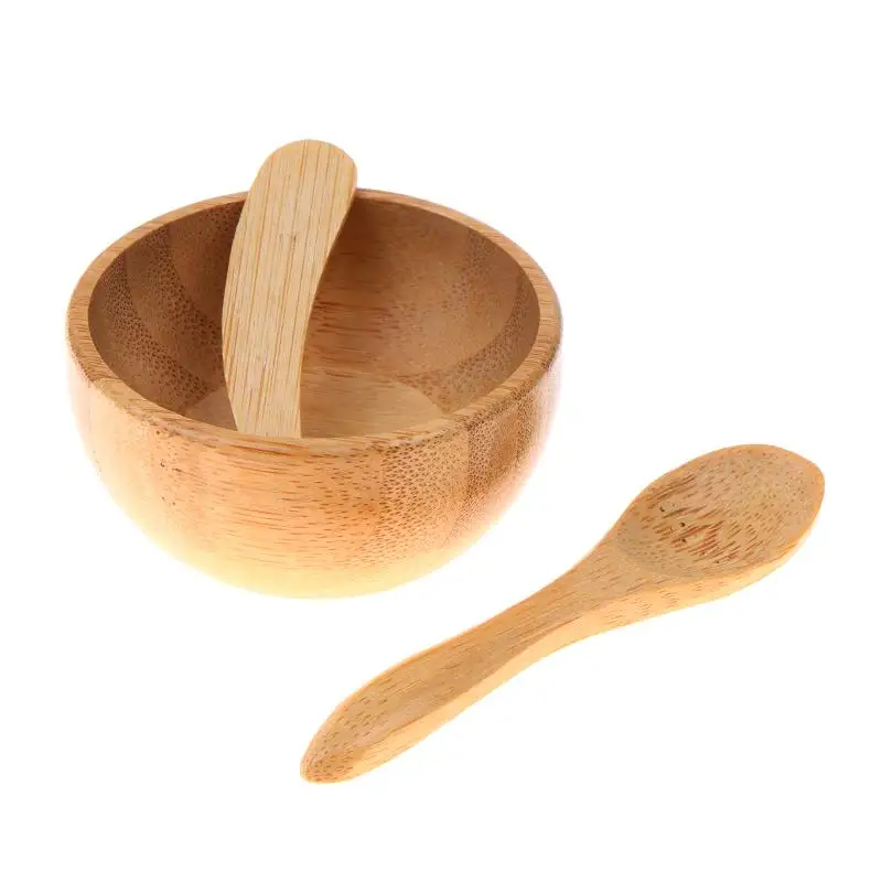 3pcs Mini Size Bamboo Diy Face Mask Mixing Bowl With Spoon &Stick Aromatherapy Bowl Set Massage Oil Face Care Makeup Tool Kit view 5