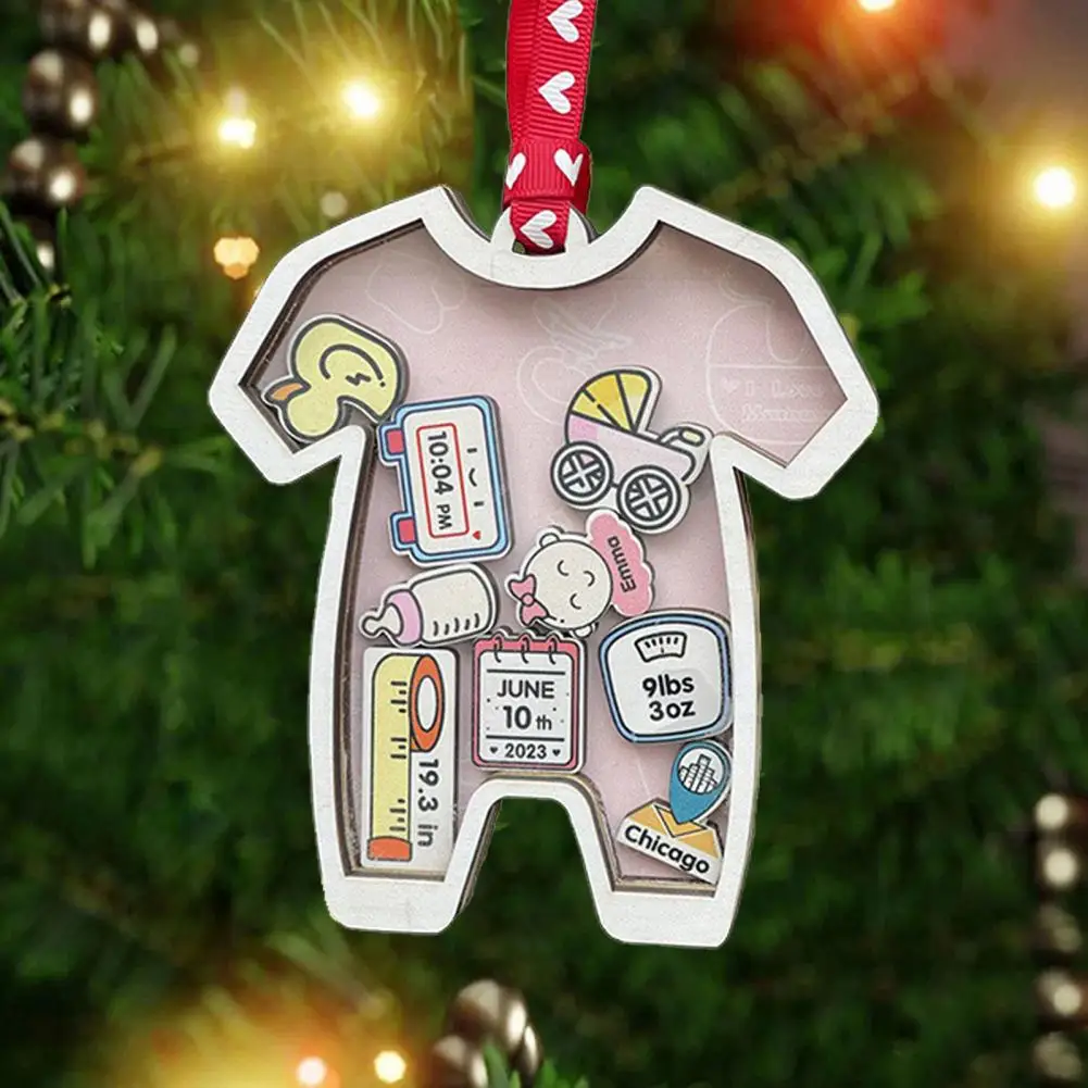 Acrylic Wood Christmas Ornament Heavy Duty Christmas Ornament Festive Baby First Christmas Hanging Decoration Ball for Xmas - Image 2