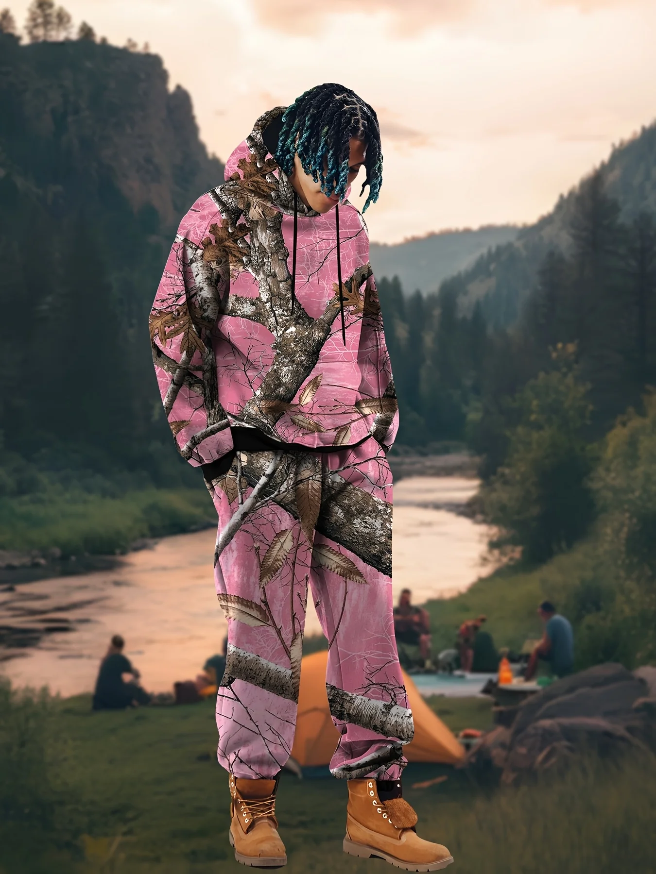 2025/26 mais recente outono/inverno americano rua y2k hip hop conjunto com capuz na moda masculina 3d grande adulto calças de cintura