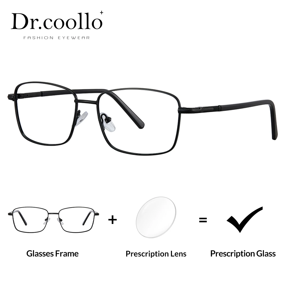 

Drcoollo Hight Quality Metal Rectangle CR39 Reading Glasses Photochromic Blue Light Progressive Prescription Glasses for Men