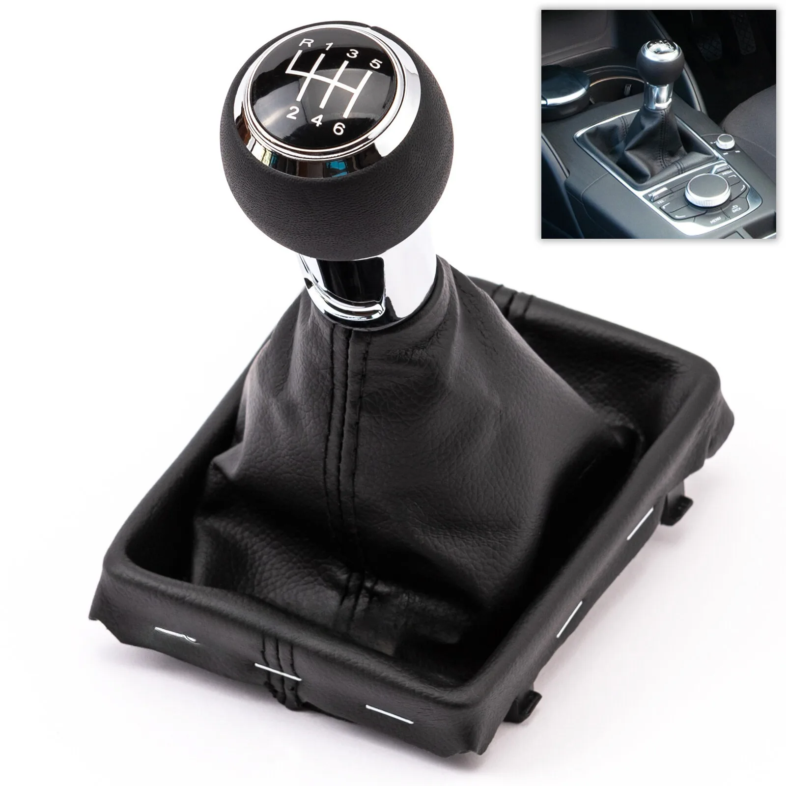 For AUDI S LINE A3 S3 8V 2012 2013 5 Gear 6 Speed Manual MT Car Shift Gear Knob With Leather Knob  Car Styling