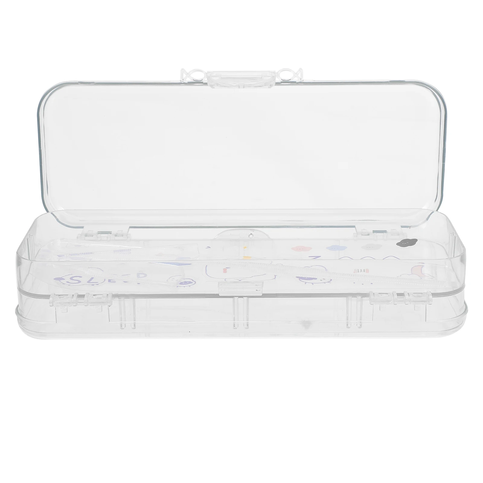 

Organizer Pen Box Stationery Clear Pens Container Plastic Pencil Case Office Desktop