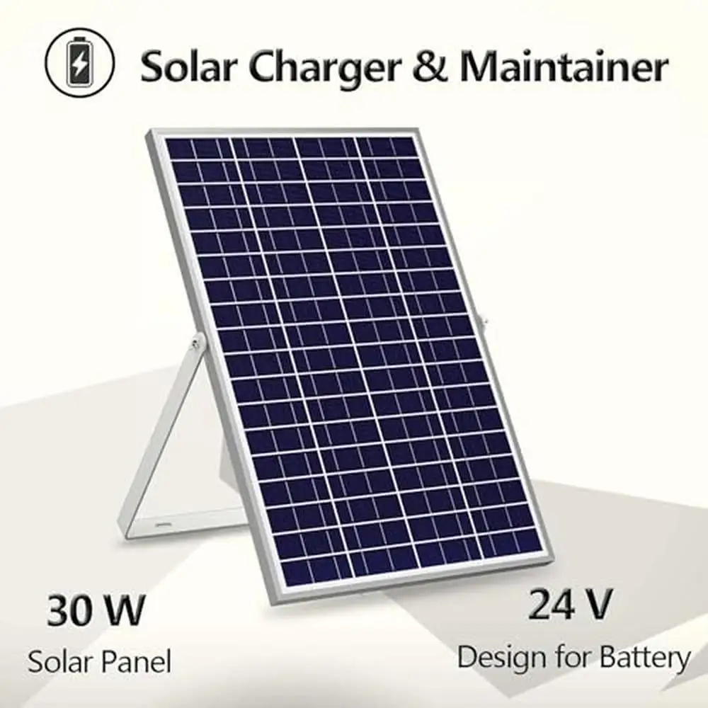 Adjustable 30W 24V Solar Panel Kit Trickle Charger Automotive Motorcycle Boat Marine RV Maintainer Mount Bracket Alligator Clips