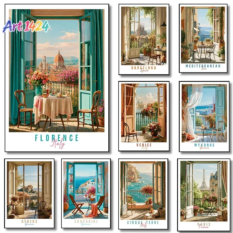 Beautiful City Window To The World Posters Italy Cinque Terre Greece Prints Canvas Painting Wall Art Pictures Home Room Decor