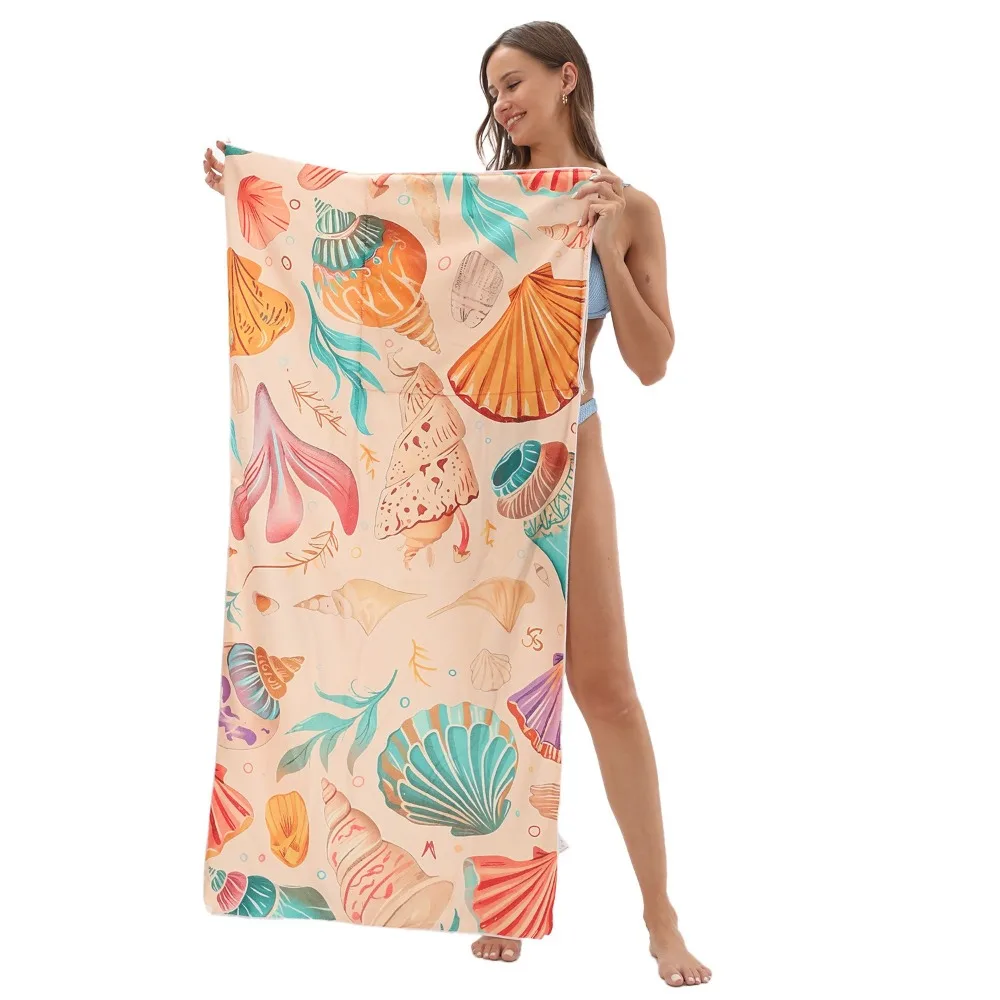 Foldable Integrated Bag Beach Towel 70x140CM Quick-dry Microfiber Beach Blanket Outdoor Travel Camping Absorb Water Bath Towel