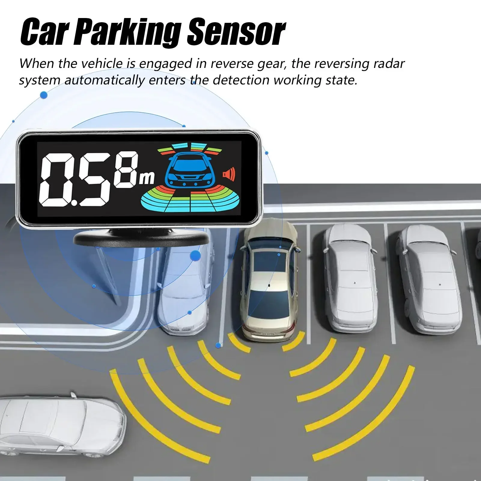 4pcs/8pcs Probes Rear Reversing Radars System LCD Display Car Parking Sensor Distance Detection Sound Warning Buzzer