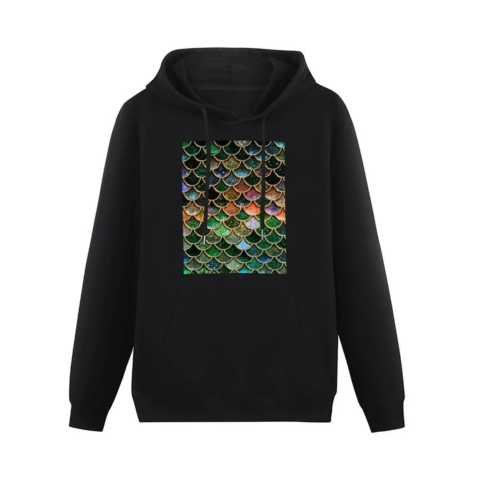 Green Sparkle Faux Glitter Mermaid Scales Pullover Hoodie autumn jacket men anime clothes hoodie streetwear