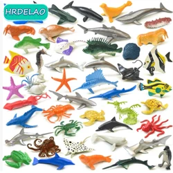 46Pc Simulated Montessori Ocean Animal Cognition Underwater World Dolphin Lobster Shark Crab Action Figures Educational Toy Gift