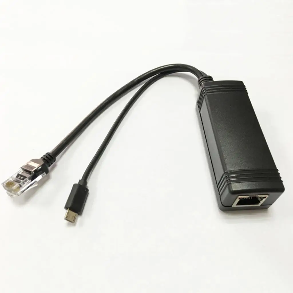 Micro USB 48V to 5V 2A Power Over Ethernet Kit (PoE Injector + PoE Splitter)