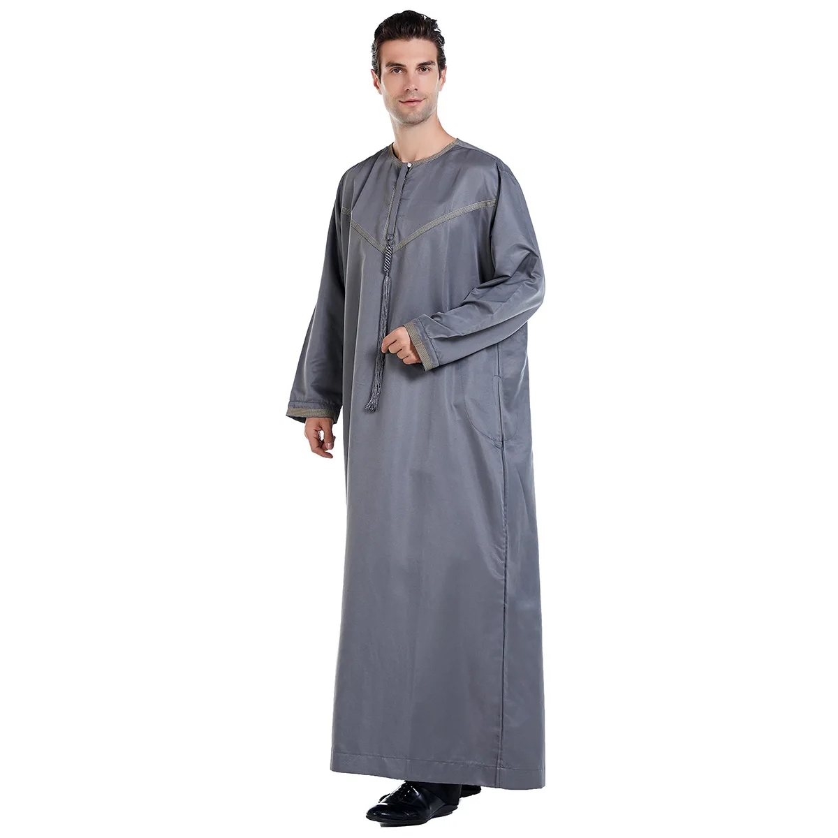 Muslim Men\'s Jubba Thobe Ramadan Classic Plain Robe India Saudi Arabia Islam Kaftans Dubai Turkey Men Daily Thoub Musulman