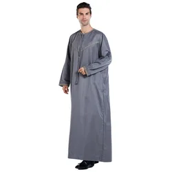 Muslim Men's Jubba Thobe Ramadan Classic Plain Robe India Saudi Arabia Islam Kaftans Dubai Turkey Men Daily Thoub Musulman