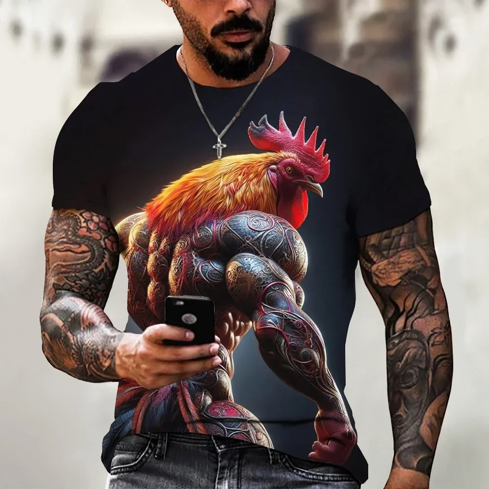 

Fashionable Men's Short-sleeved T-shirt, Digital Print Pattern, Round Neck, Comfortable and Casual
