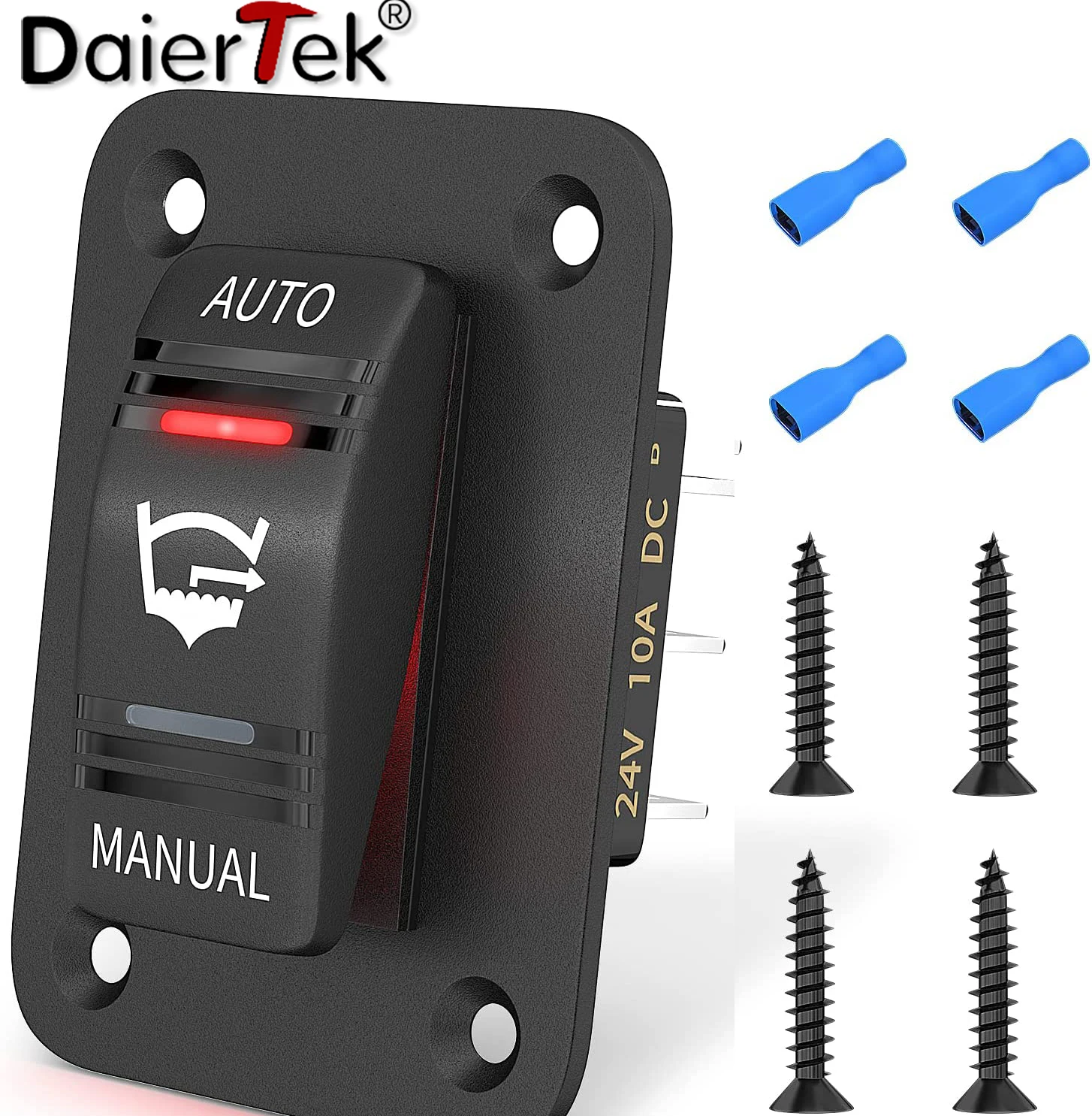 DaierTek 3 Way 20A Bilge Pump Rocker Switch Panel Wodoodporny 12V 24V 4Pin SPDT Automatyczny / wyłączony / ręczny przełącznik pompy zęzowej z diodą LED