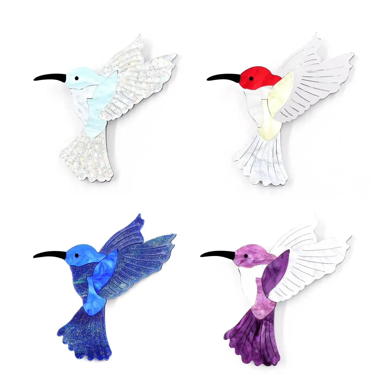 YCXBH1102 Hummingbird Vintage Brooch Pin Women Accessories Gift Blue Brid Lover Jewelry Laser Cut