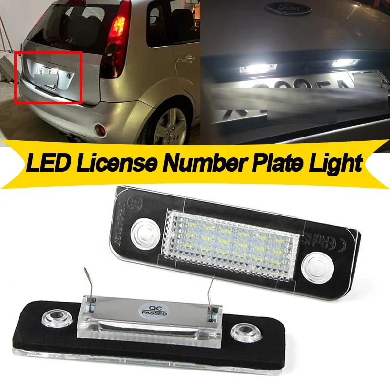 

2PCS 12V White LED License Number Plate Light No Error For Ford Fiesta Fusion MK5 Mondeo MK2 Fusion OEM#: 1332916