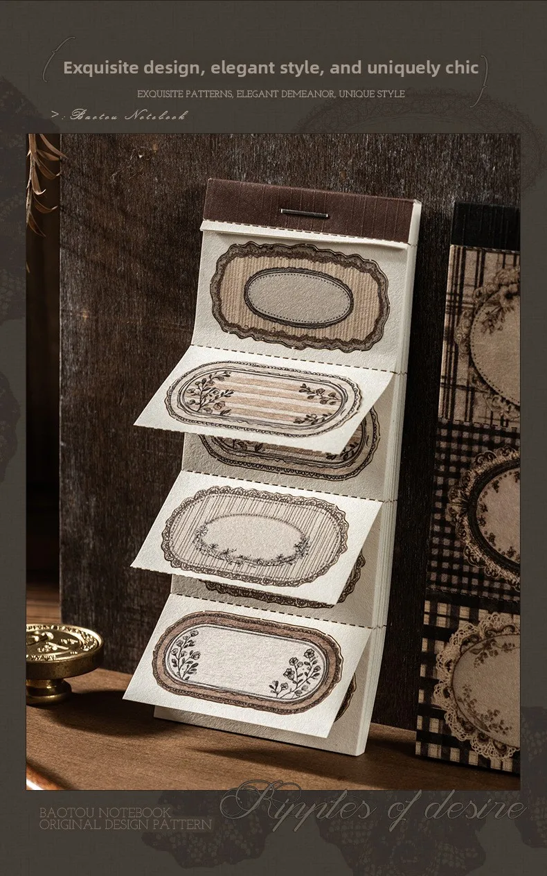 1er-Pack/2er-Pack Vintage-Stanzmuster-Kollagen-Notizen, florale Serie, Notizbuch mit Einband, 6 Stile, 20 Blatt – Detail 2