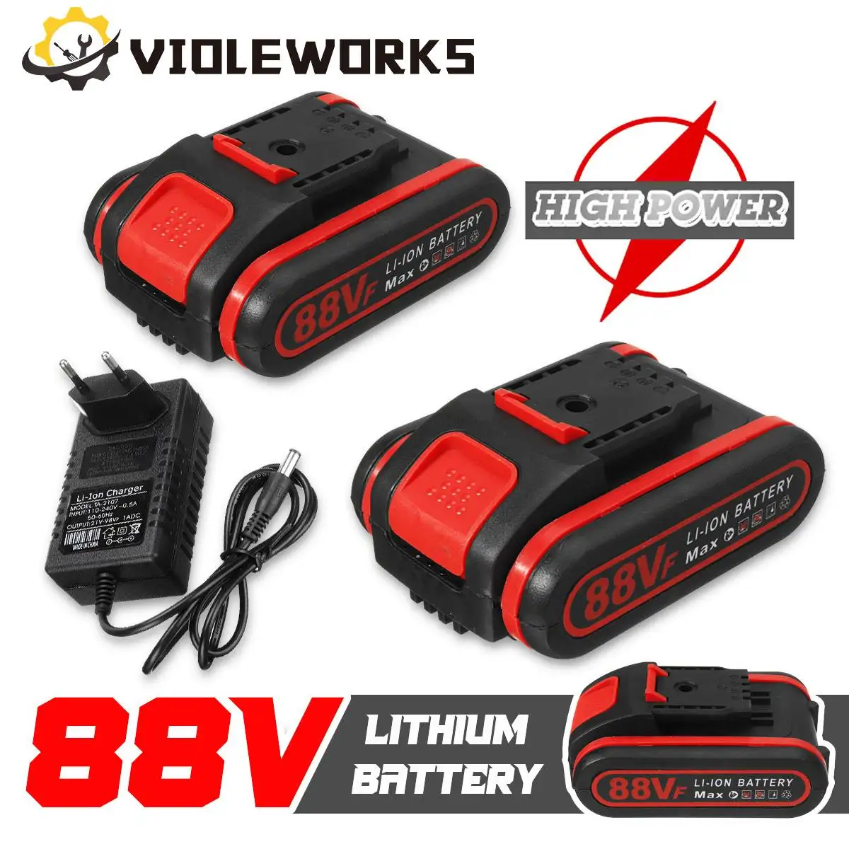 2 In 1 88VF 4นิ้ว Mini เลื่อยโซ่ไฟฟ้า30มม.ไร้สาย Pruner ไฟฟ้าเฉือนตัดไม้ Power เครื่องมือ2Pcs