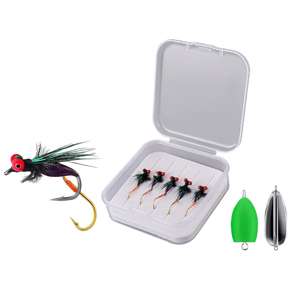 5 قطعة يطير الصيد إغراء مع هوك الذباب الاصطناعي الحشرات الطعوم هوك سبينر الترتر ل سمك السلمون المرقط باس سمك السلمون الصيد الطعوم التبعي