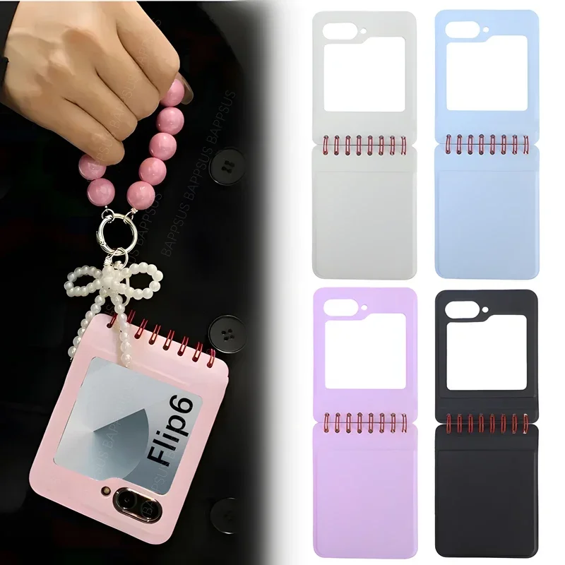 Cute Flip6 Spiral Notebook Style Phone Case For Samsung Galaxy Z Flip 6 ZFlip6 Hinge Protection Shockproof Cover Creative Shell