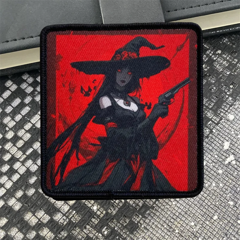 Tactical Witch Morale Badge Black and Red Armband Military Army Cloth Patches Hook and Loop Backpack Hat Accessories Stickers
