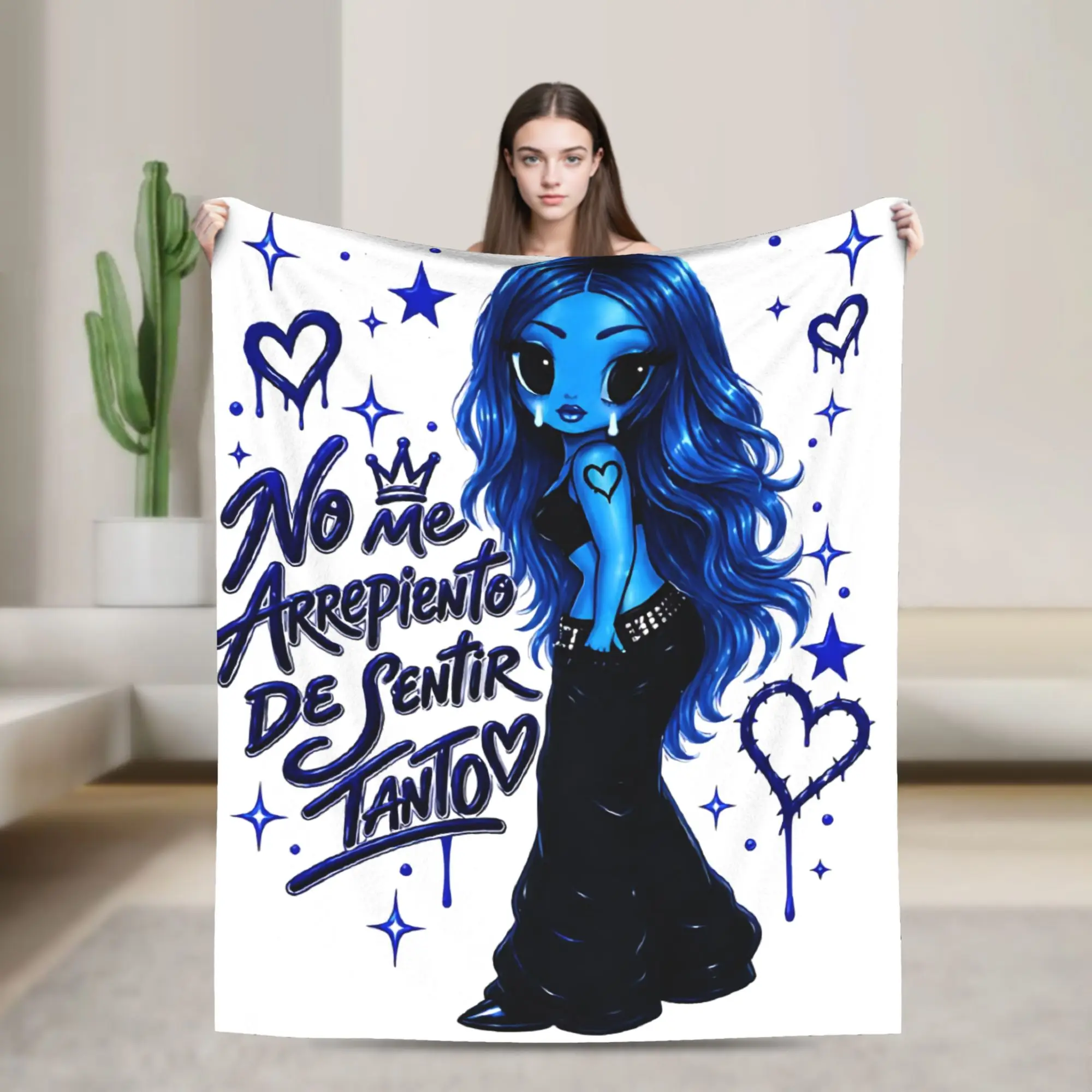 Karol G No Me Arrepiento de Sentir Tanto Flannel Blanket  Customized Throw Blanket for Bed Sofa Couch 150*125cm Quilt