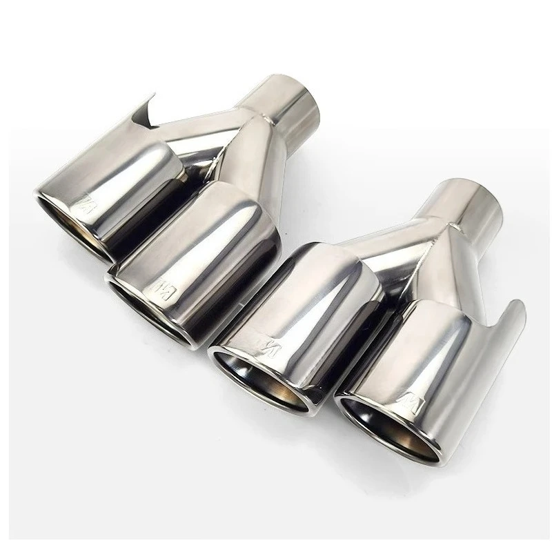 1 Pair Factory Export M Style Black Chrom stainless Steel Exhaust Dual Pipes for Car Bmw Modify Muffler Tail Tips
