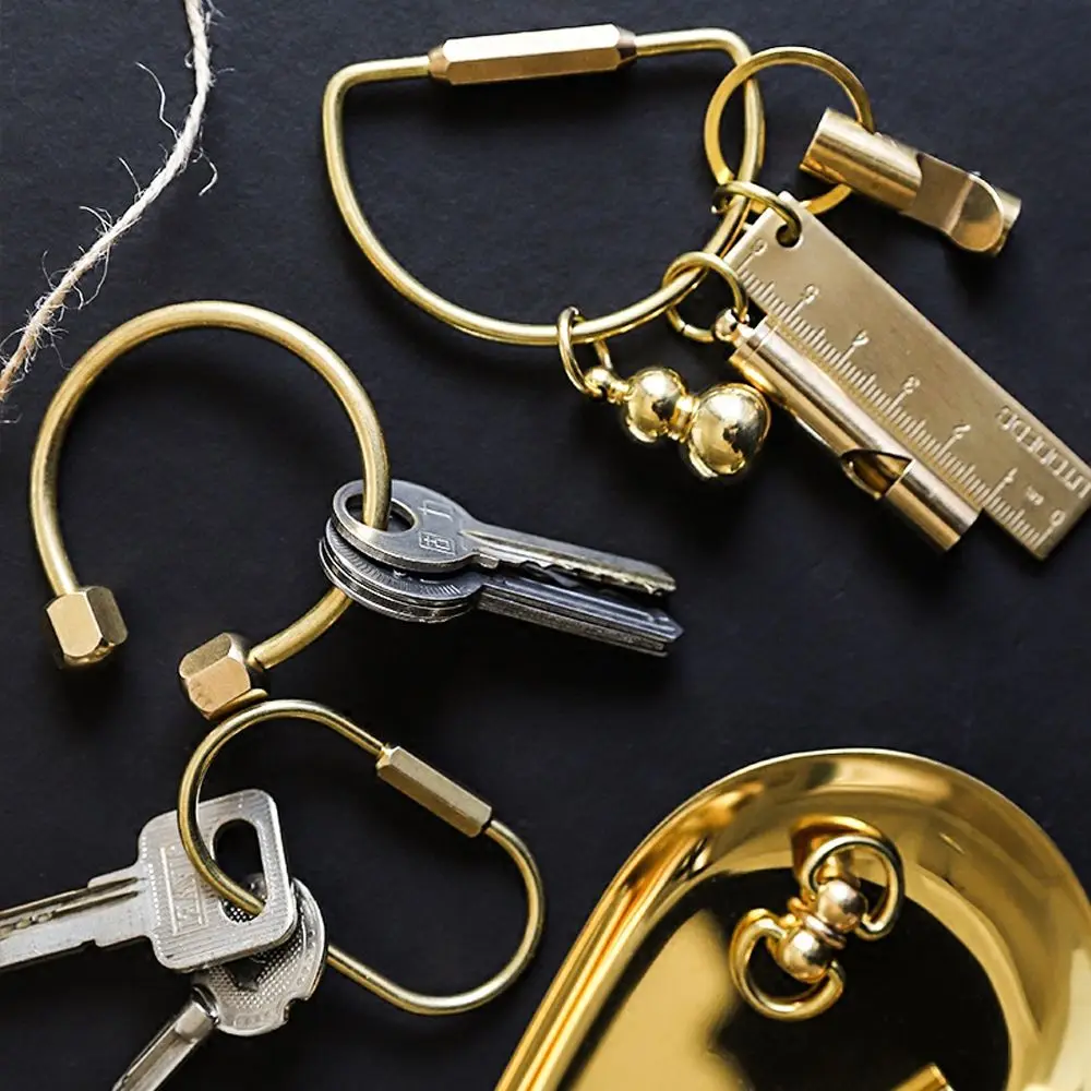 Unique Whistle Ruler DIY Craft Tools Jewelry Accessories Brass Keychain Key Ring Pendant
