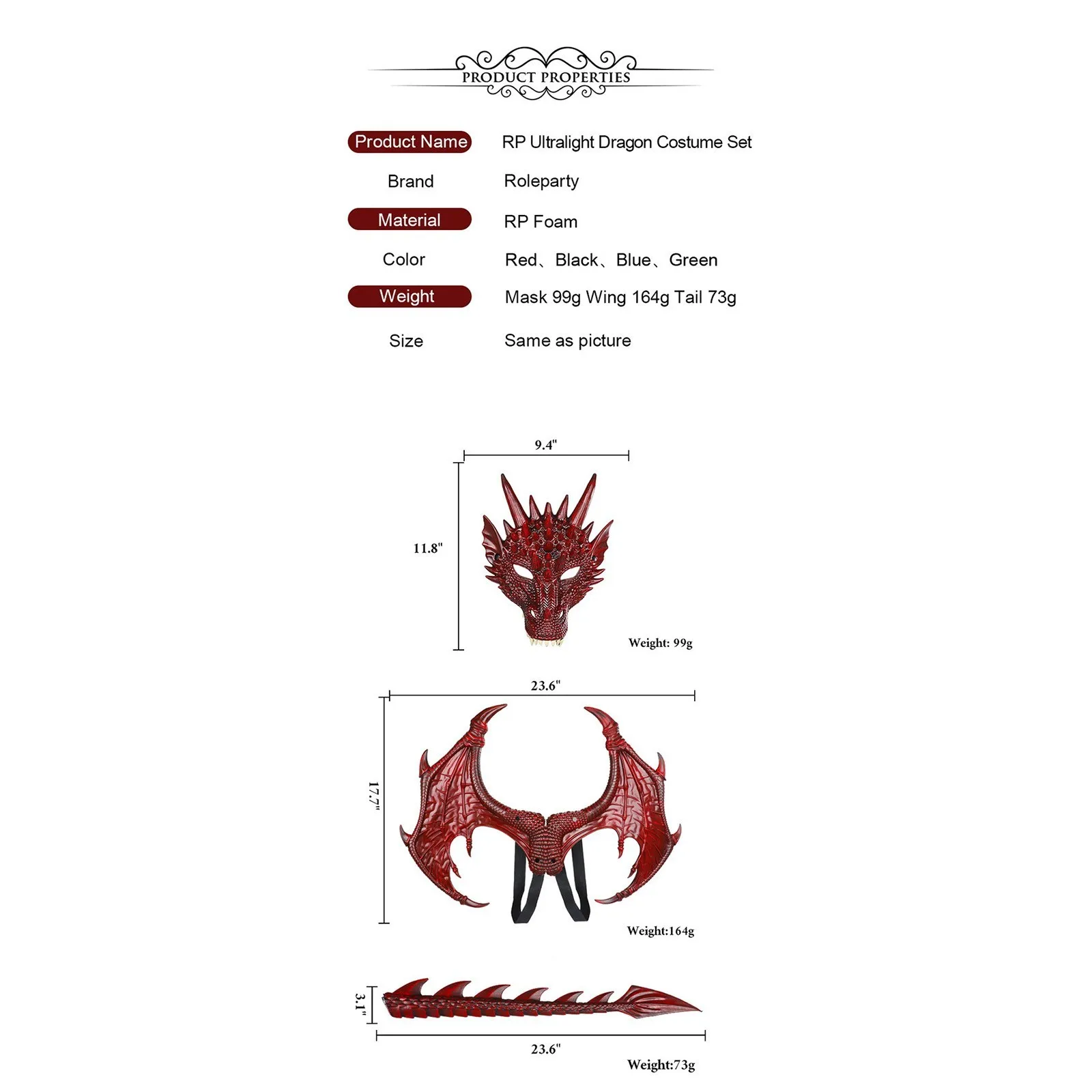 Simulate Dinosaur-Dragon-Wings-Costume Mask for Toddler Kids Dino Dress Up Boys Girls Halloween Play Party Costume Set