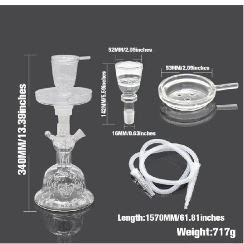 1 X Glass Bottle Hookah Shisha Nargile Chicha Water Pipe Silicone Hose With Foam Box Hookah Accessories hookah set Men gift