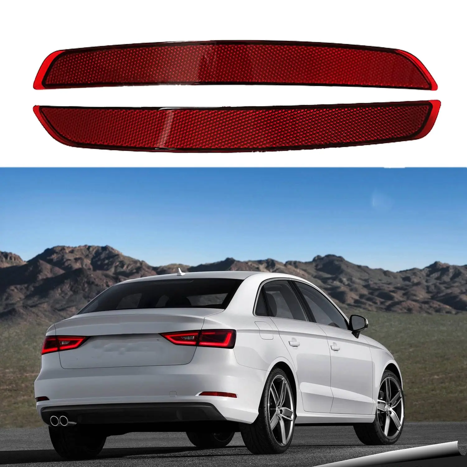 Car Red Rear Bumper Light Reflector Tail Lamp Warning Light Fog Lamp for A3 8V 2014-2016