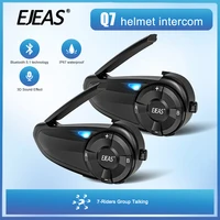 1/2 Uds EJEAS Q7 tipo C interfono para casco de motocicleta auriculares BT5.1 hasta 7 conductores que hablan rápidamente par IP67 impermeable