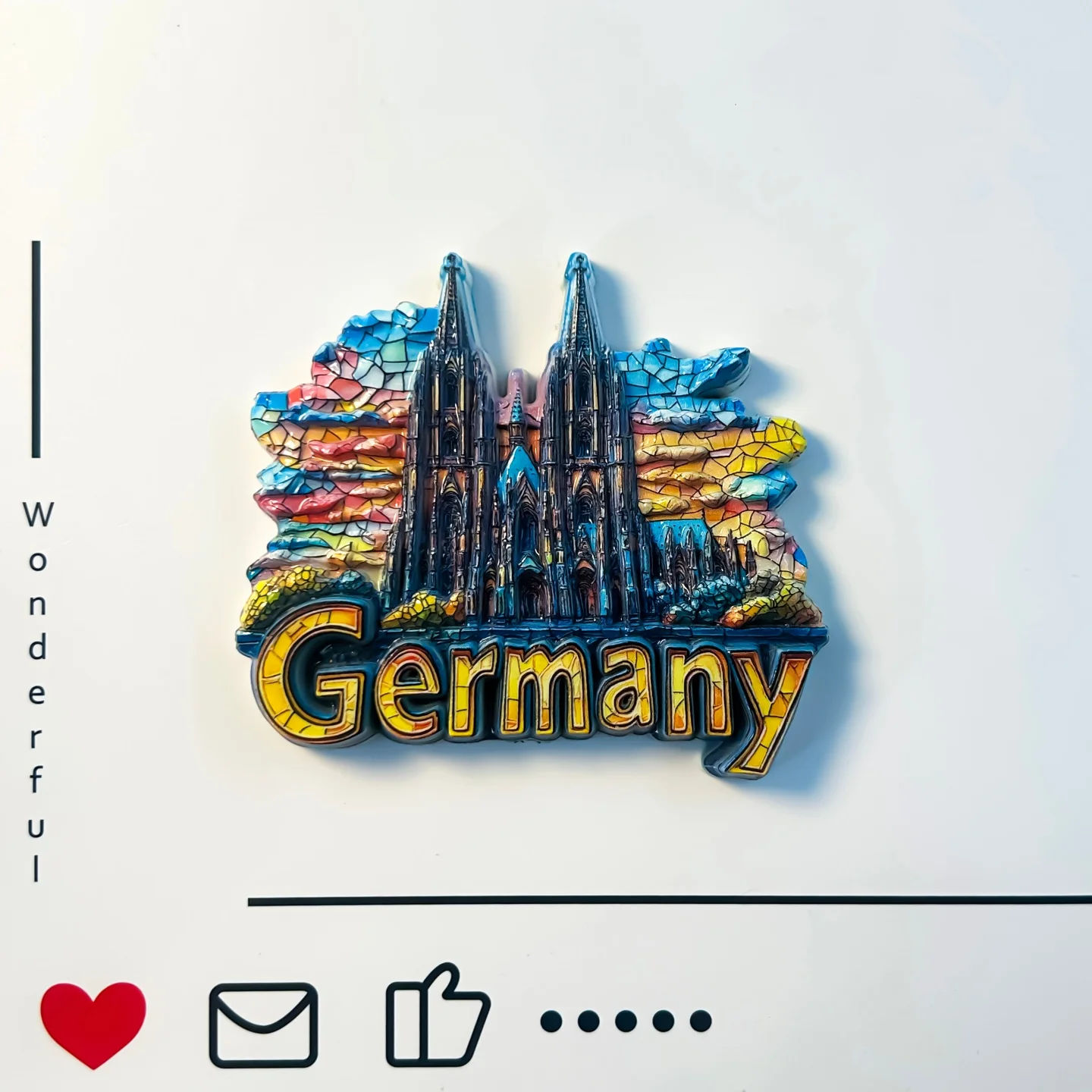 Germany, landmark building, Cologne Cathedral, tourist collection, color, mosaic design, refrigerator sticker