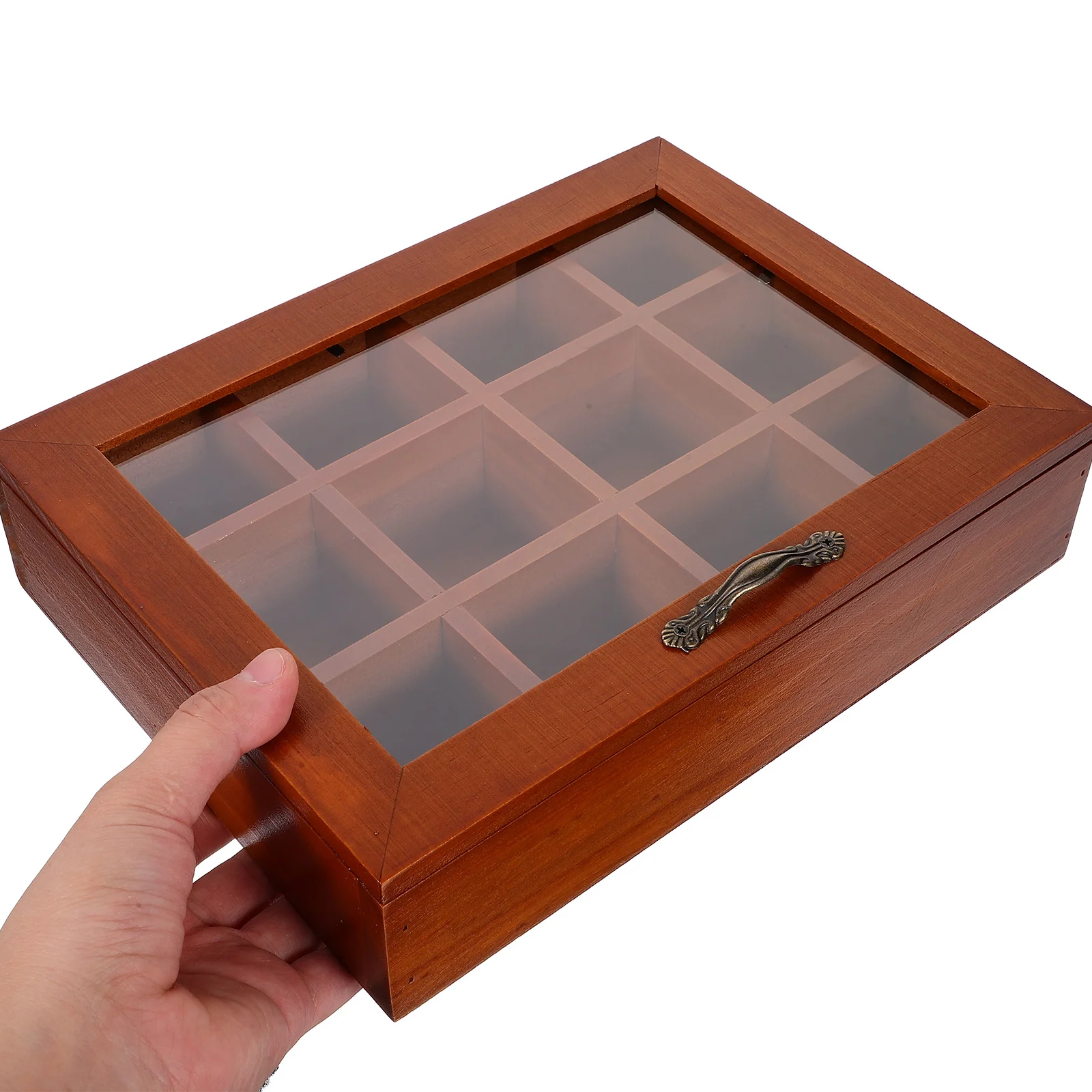 

12-grid Tea Bag Storage Box Clear Acrylic 10.24x7.68x2.36 Inches Lid Household Teabag Holder Coffee Bar Organizer Multi-function