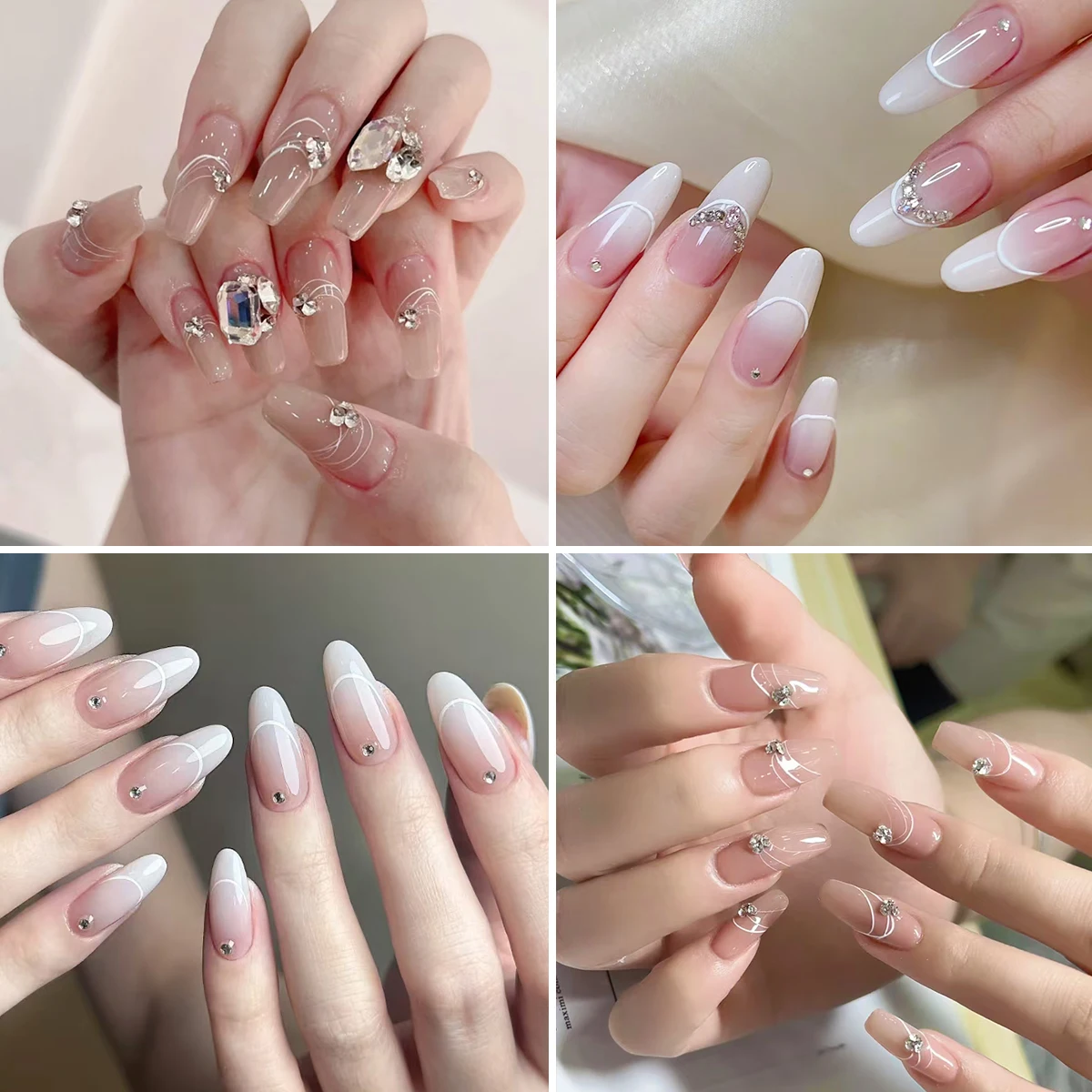 Juego de pegatinas para decoración de uñas de línea francesa, calcomanías para uñas con rayas curvas en blanco, negro y dorado, diseño de uñas de Gel acrílico, 3/6/12 hojas