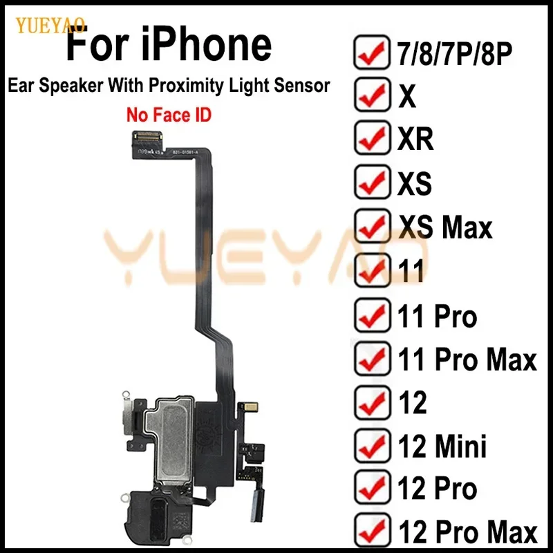 GEFENSI Earpiece Flex Cable For IPhone X XR XS MAX 11 12 Pro Max Mini 7 8 Plus Proximity Light Sensor Earphone Ear Speaker Heads
