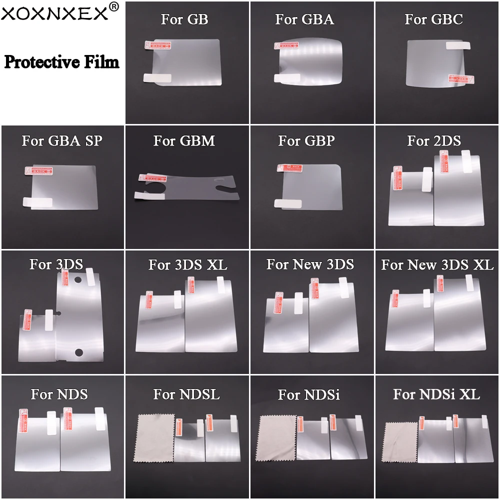 ل NDS NDSL NDSi XL ل 2DS جديد 3DS XL LL LCD شاشة طبقة رقيقة واقية أعلى أسفل واضح حامي غطاء الجلد ل GB GBA GBC