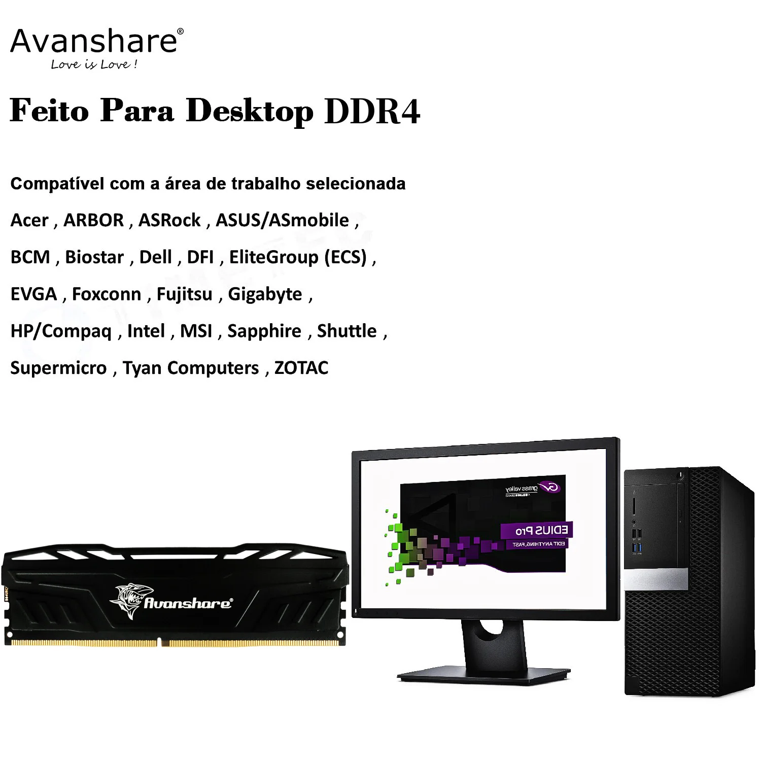 Imagem -03 - Avanshare-memória Ram Ddr4 32gb 16gb 8gb 3200mhz 2666mhz 2400mhz com Dissipador de Calor para Motherboards Intel e Amd