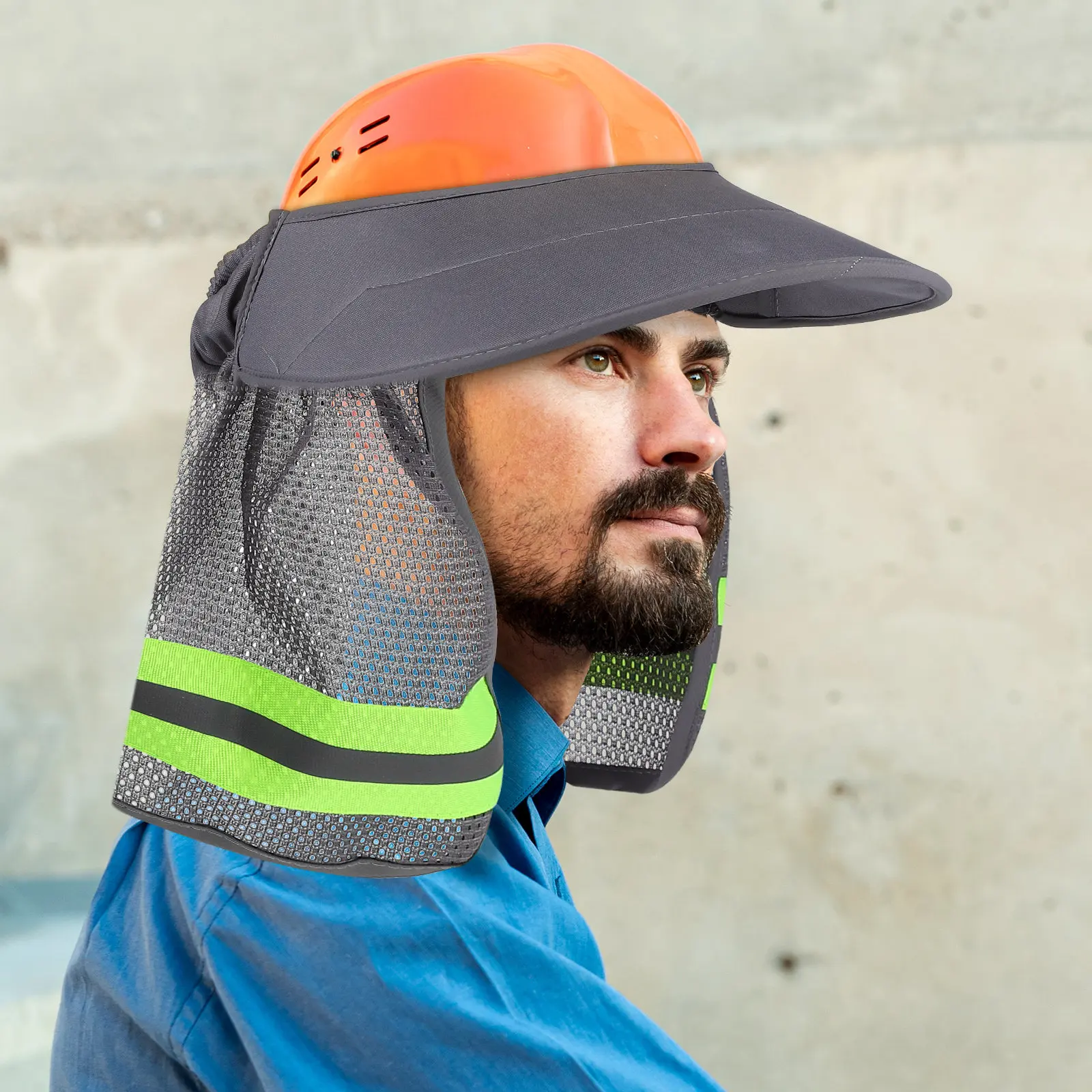 Hard Hat Sun Visor Full Brim Mesh Neck Shade Lightweight Portable Sun Protection for Construction Workers Safety Use