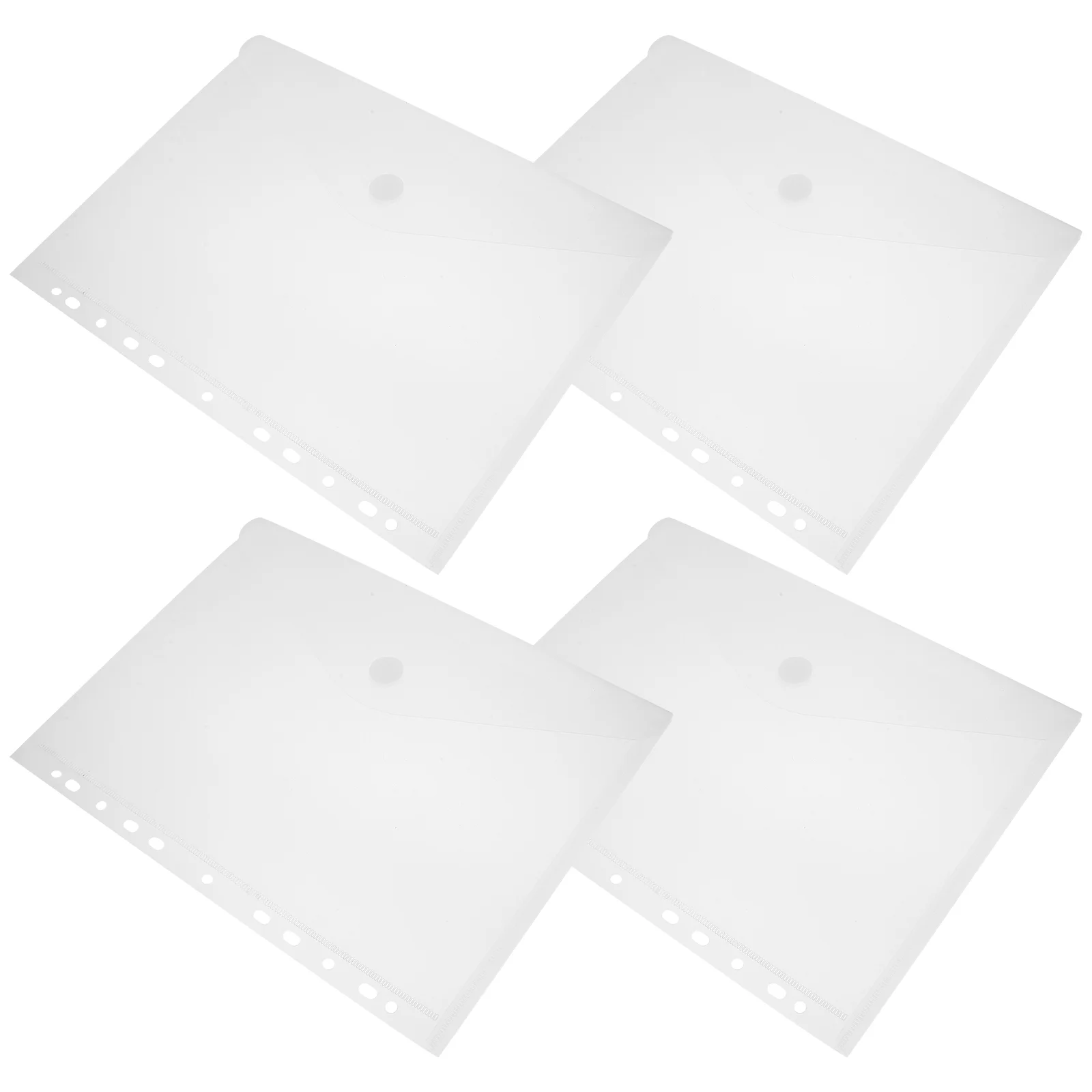 4Pcs Document Folders with Sticker Button A4 Clear File Bags Convenient File Pockets PVC File Folders