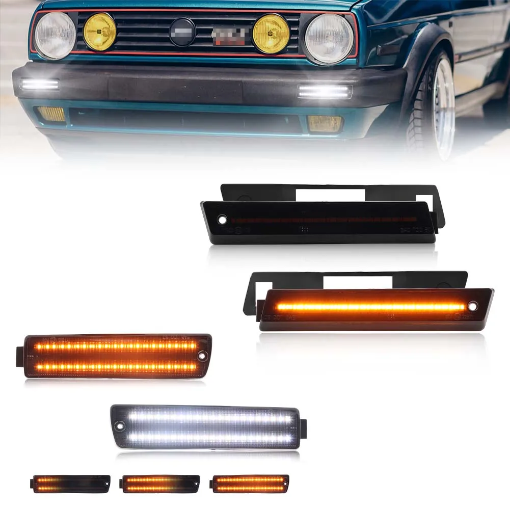 2 Piezas de Luces Laterales Delanteras para Volkswagen Golf GTi Jetta Mk2 A2 1984-1992, Luces de Guardabarros, Luces de Estacionamiento, Luces Intermitentes con LED