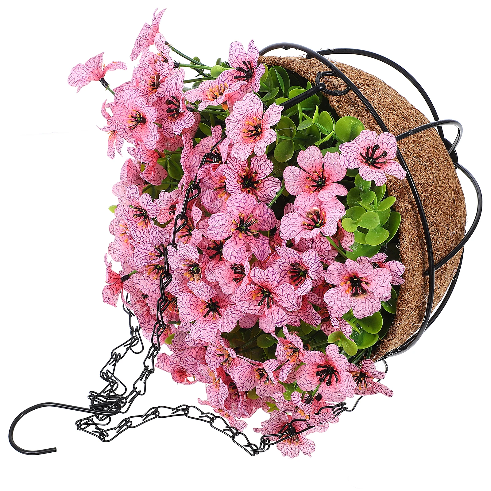

Coconut Fiber Flower Basket Hanging Planter Artificial Flowers Balcony Garden Decoration Indoor Outdoor Reusable Safe Easy
