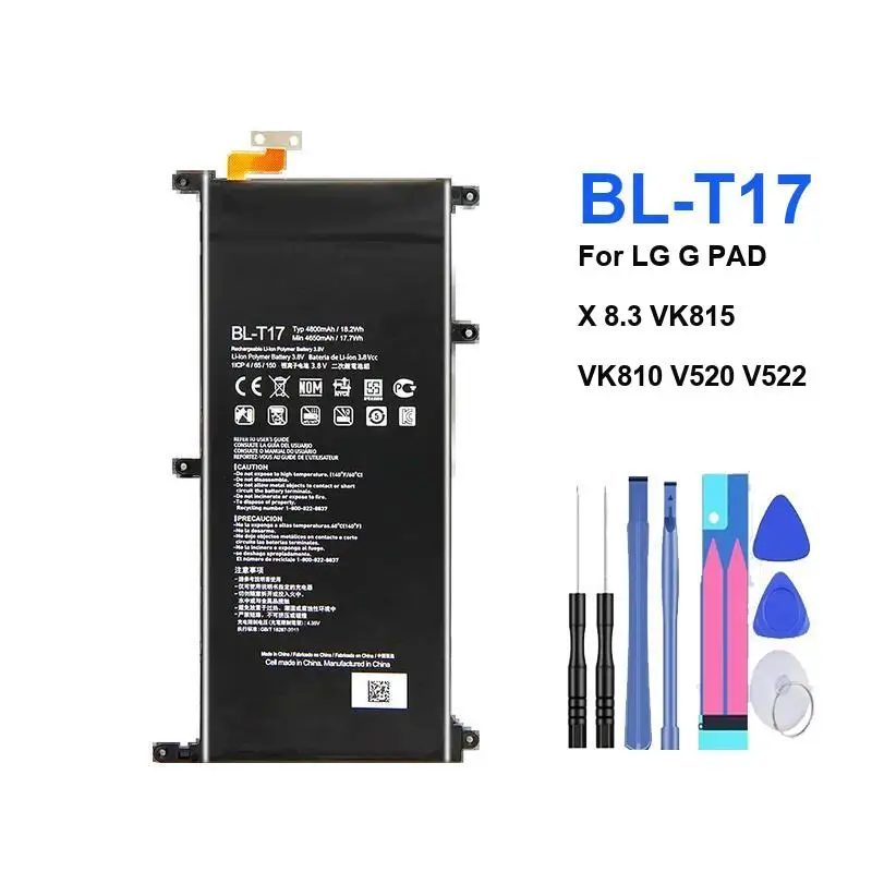 

Reliable Replacement BL-T17 4800Mah High-Capacity Tablet Battery For LG G Pad X 8.3 VK815 VK810 V520 V522