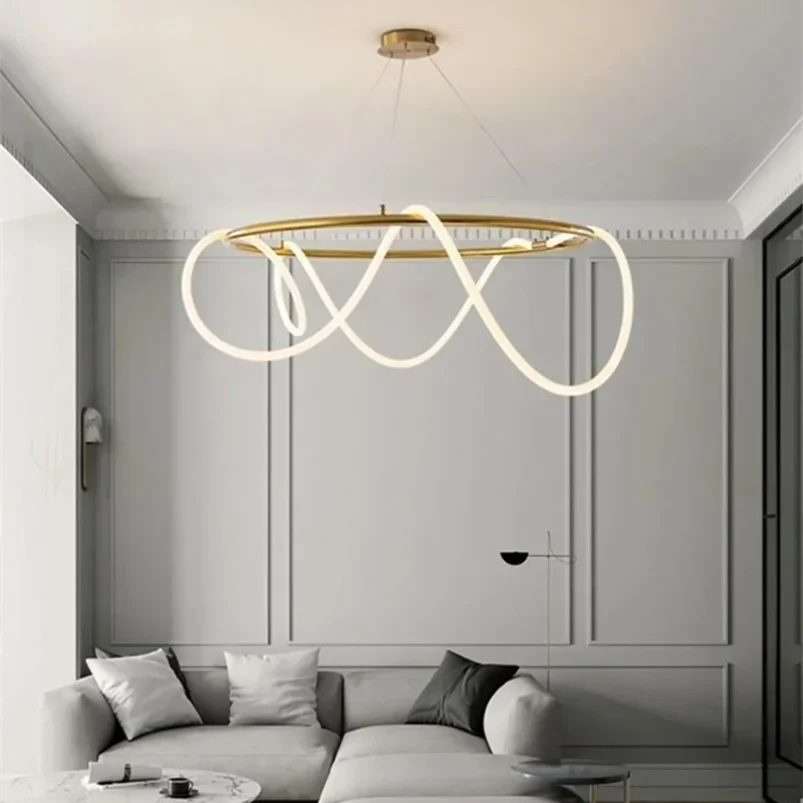 Led Tube Ceiling Chandelier Note Curve pendant light For Dining Table Living Room Ornaments Hanging Lamp Lustre Lighting