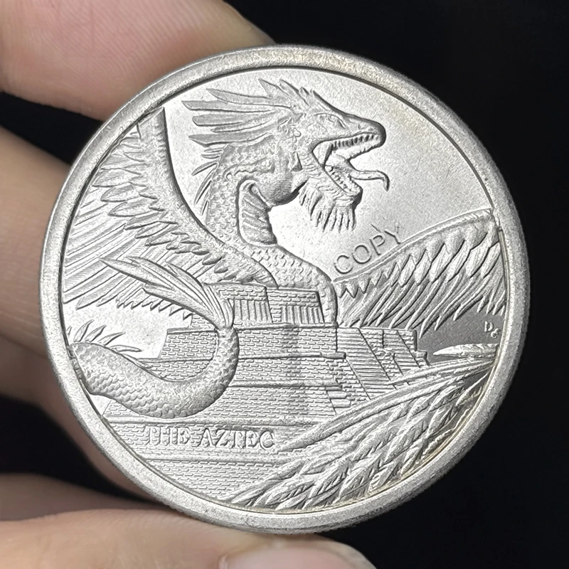 

American Dragon World 1 Big Eye Coin, Aztec Dragon 1 oz Silver Medal, 40mm Home Decor, Collectible Gift, Copy Toy Coin