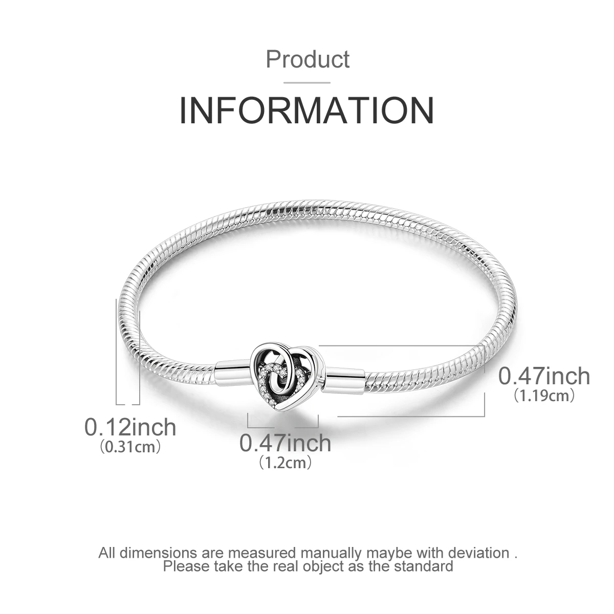 925 Sterling Silber Original Schlangenkette Herzverschluss Perlen-Sicherheitskette Armbänder Passend für Charms DIY Schmuck für Frauen – Detail 12