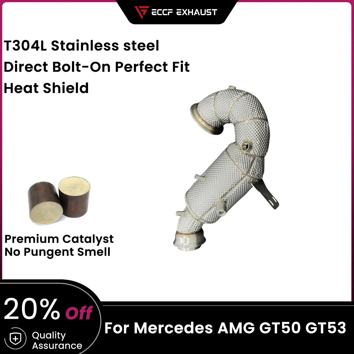 

ECCF Sports Downpipe With Heat Shield For Mercedes AMG GT50 GT53 Aggressive Exhaust Sound High Flow Performance Upgrade