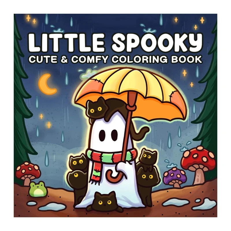 

Книжка-раскраска Spooky Cutie для взрослых и подростков с очаровательными жуткими существами, уютными хижится, моменты для отдыха