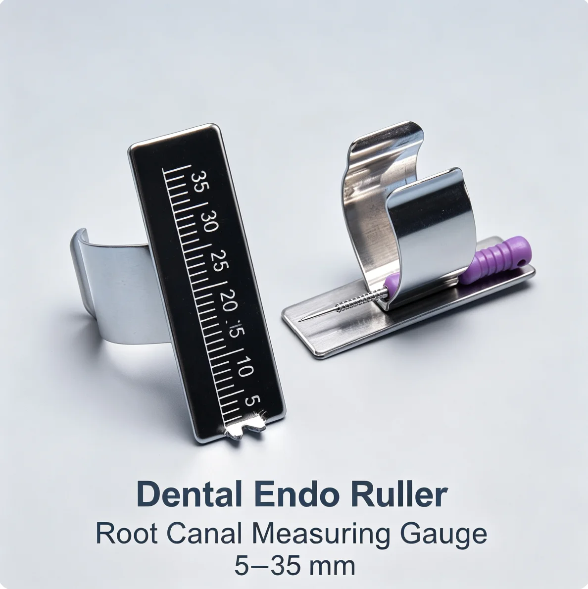 Dental Ruler Stainless Steel Dental Measuring Ruler Root Canal Length Measuring Ruler Finger Ring Measuring Dental Accessories