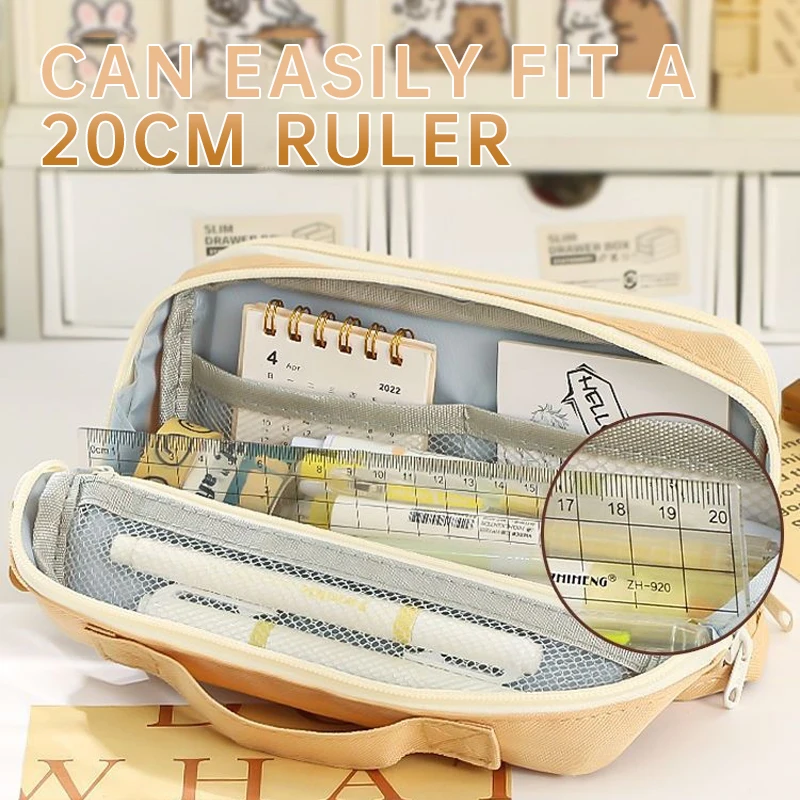 مقلمة ذات سعة كبيرة، حقيبة أقلام رصاص لطيفة، أدوات تخزين القلم، مستلزمات العودة إلى المدرسة، حقائب مستحضرات التجميل للفتيات والأطفال